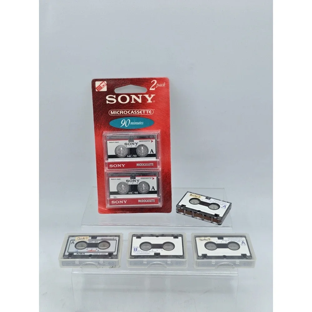 2 Pack SONY MC-90 MICROCASSETTE AUDIO TAPES  90 MINUTES & 4 Used MC-60 Tapes‎